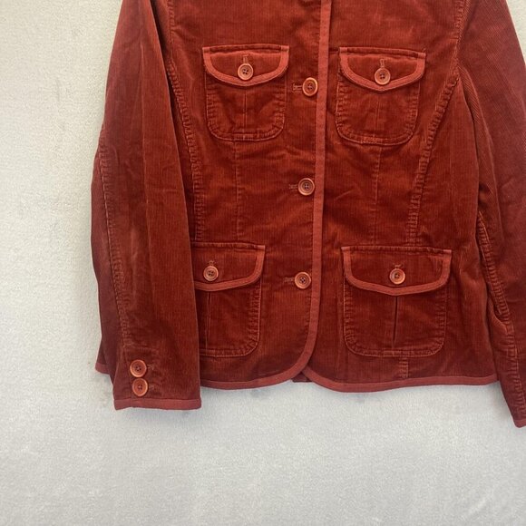 LL Bean Corduroy Jacket Womens Medium Petite PM Pockets Button Up Red Fall - Picture 6 of 16
